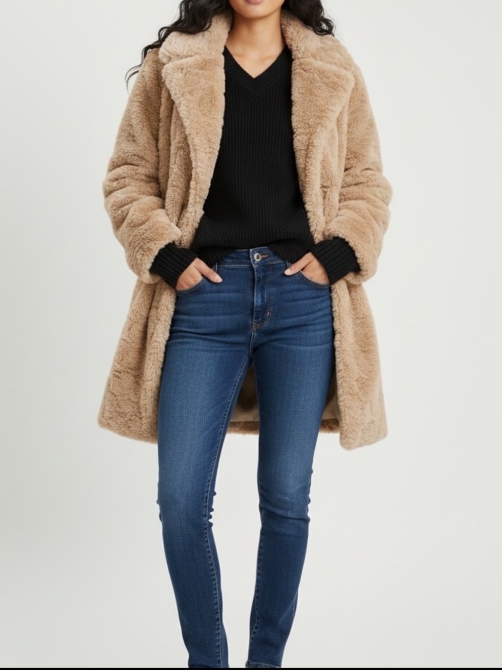 Kenneth Cole Textured Faux Fur Coat